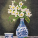 Apple Blossoms in Blue Vase